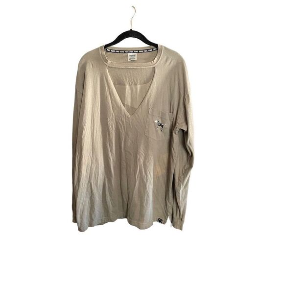 Pink, Victoria’s Secret sage, green, long sleeve, V-neck T-shirt, size large - Picture 1 of 5